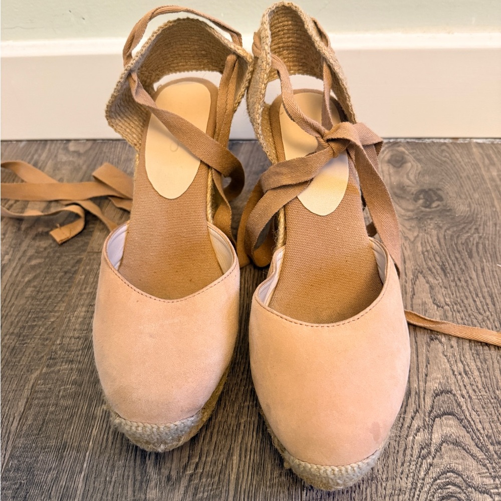 Aldo Espadrille Wedge Lace- Up Sandals in Nude